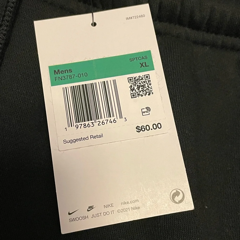 NWT Nike Men's Sportswear Club Fleece Jogger/Sweatpants Black/White. Size: XL - Picture 11 of 15